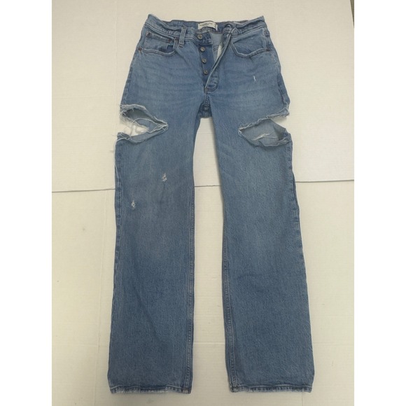 Abercrombie & Fitch Denim - Abercrombie & Fitch 90s Baggy Low Rise Jeans Womens 27 Blue Distressed Grunge